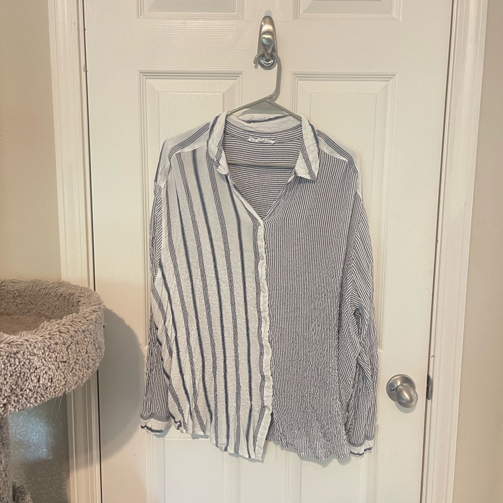 Jane and Delancey Black and White Striped Top